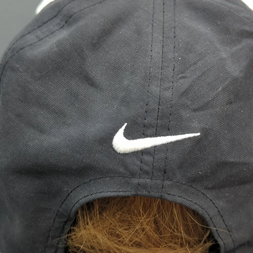 Nike Golf Hat Cap Strapback OSFA Two Tone Black White Vintage Y2K Center Swoosh